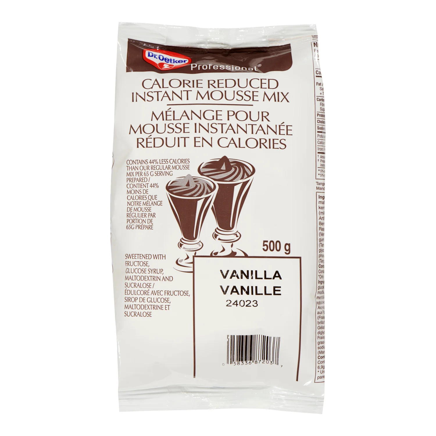Mousse Mix Vanilla Calorie Reduced - 2 x 500 g - Oetker - Baking Mixes and Ingredients - Canadian Distribution - Ships Free Within Canada on Orders Above CAD $199