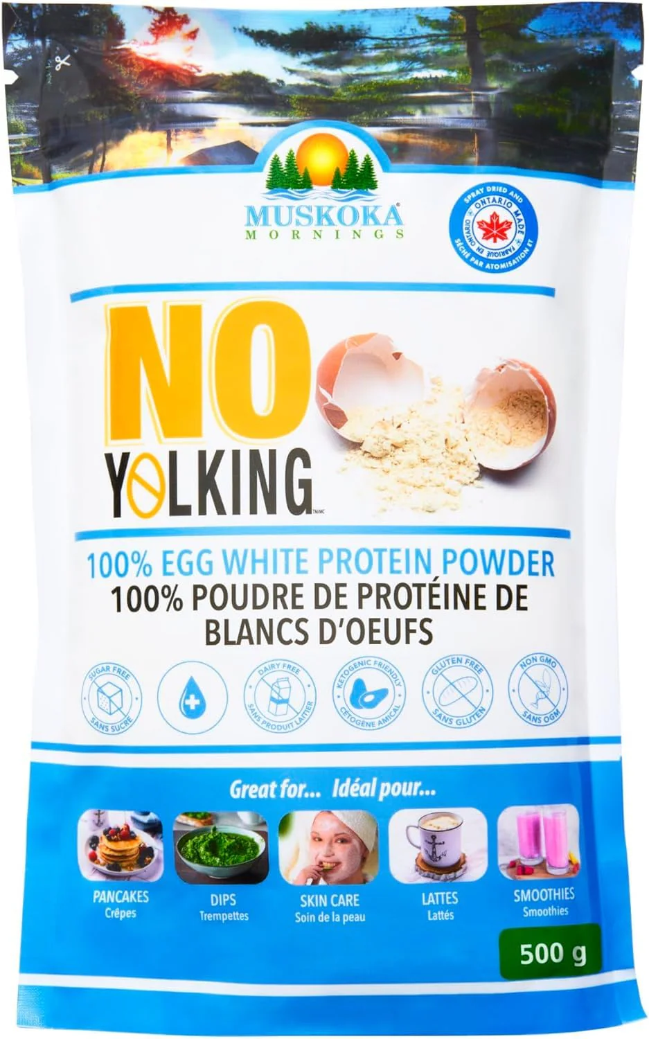 Muskoka Mornings โ No Yolking Egg White Protein Powder โ Unflavoured โ 500g - Canadian Distribution - Ships Free Within Canada on Orders Above CAD $199