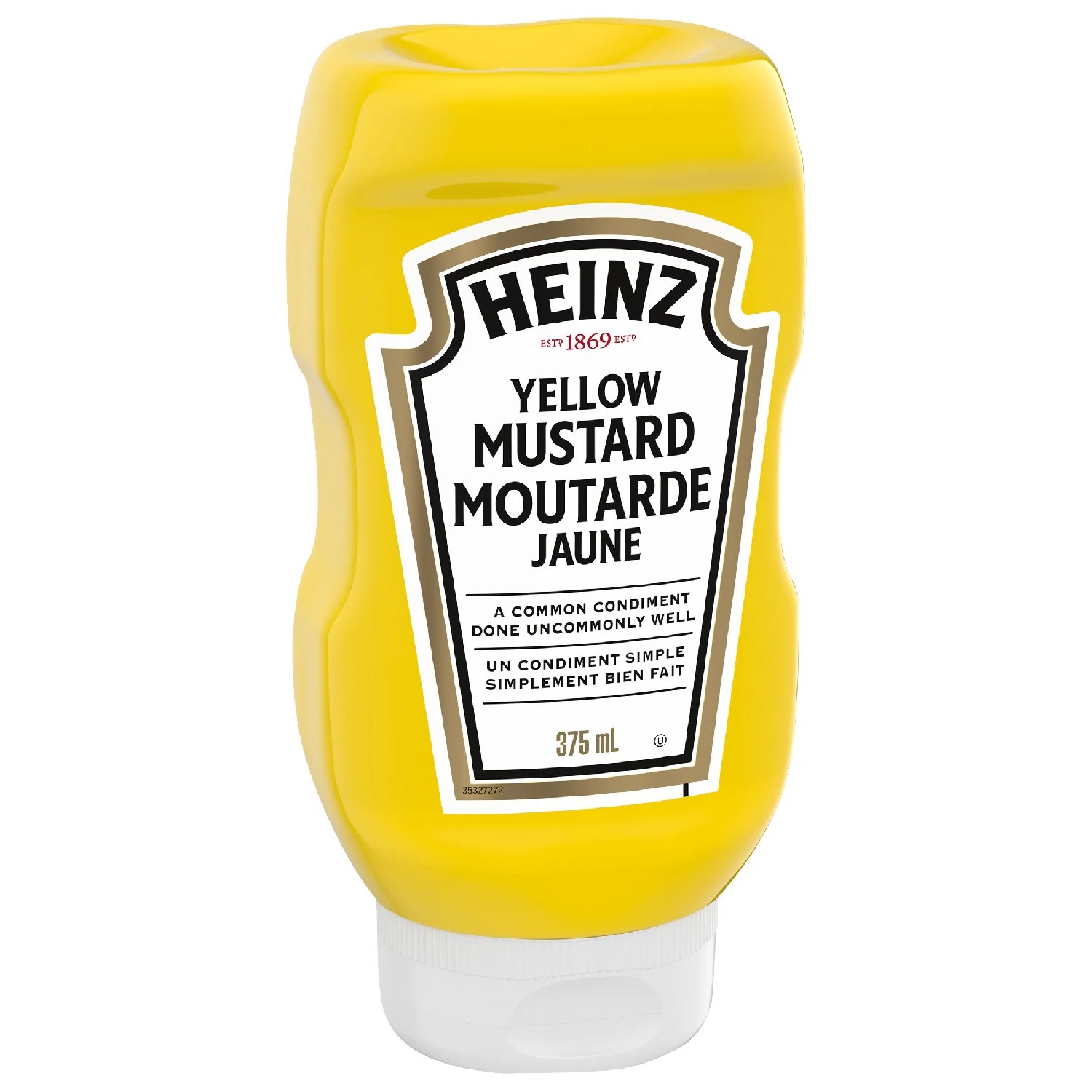 Mustard Yellow Upside Down Bottle - 24 x 375 mL - Heinz - Restaurant and Foodservice Ingredients - Canadian Distribution - Ships Free Within Canada on Orders Above CAD $199