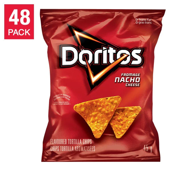 Nacho Cheese Chips - 4 Cases x 48 Packs x 45 g - Doritos - Canadian Distribution - Ships Free Within Canada on Orders Above CAD $199