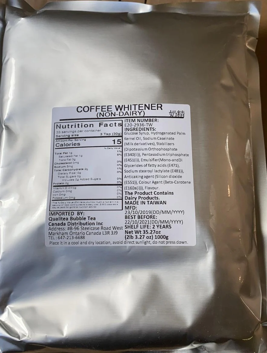 Non Dairy Creamer (Coffee Whitener) - 1 KG Bag, Case = 20 x 1 KG Bags - Ships Free Within Canada on Orders Above CAD $199