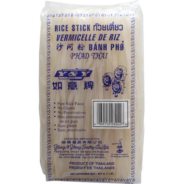Noodle Rice Stick 5 mm. - 20 x 454 g - Y&y - Restaurant and Foodservice Ingredients - Canadian Distribution - Ships Free Within Canada on Orders Above CAD $199