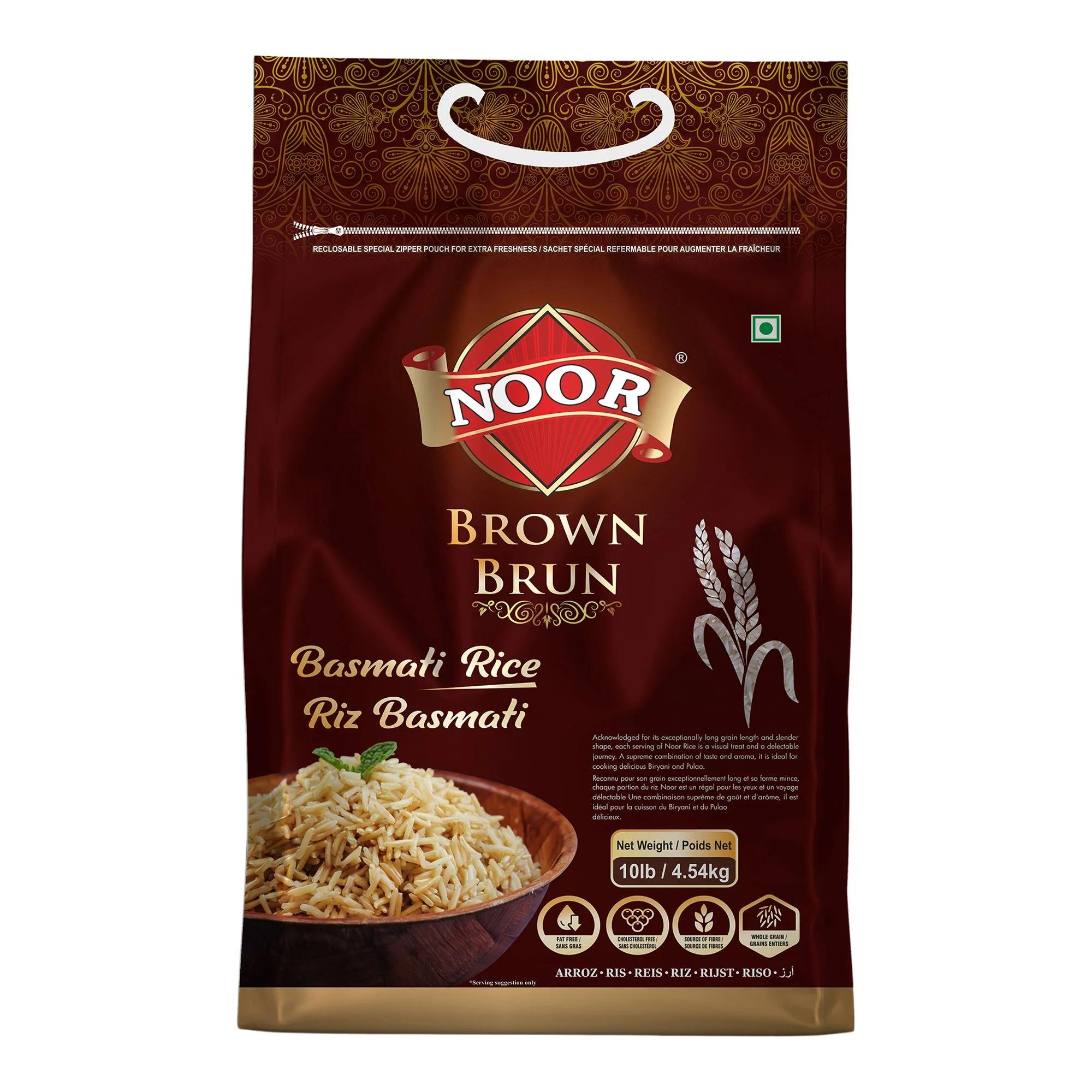 Noor Brown Rice Basmati - 4 x 4.54 kg - Grocery and Food Items - Canadian Distribution - Ships Free Within Canada on Orders Above CAD $199