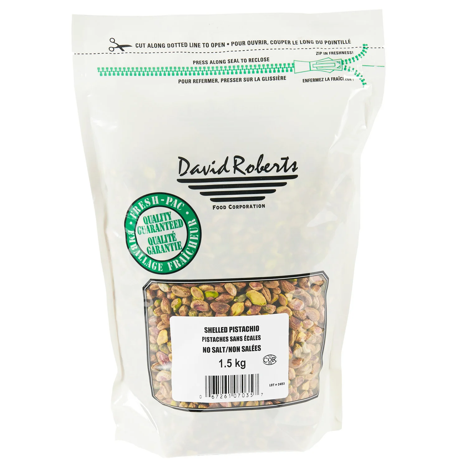 Nut Pistachio Shelled - 2 x 1.5 kg - David Roberts - Restaurant and Foodservice Ingredients - Canadian Distribution - Ships Free Within Canada on Orders Above CAD $199