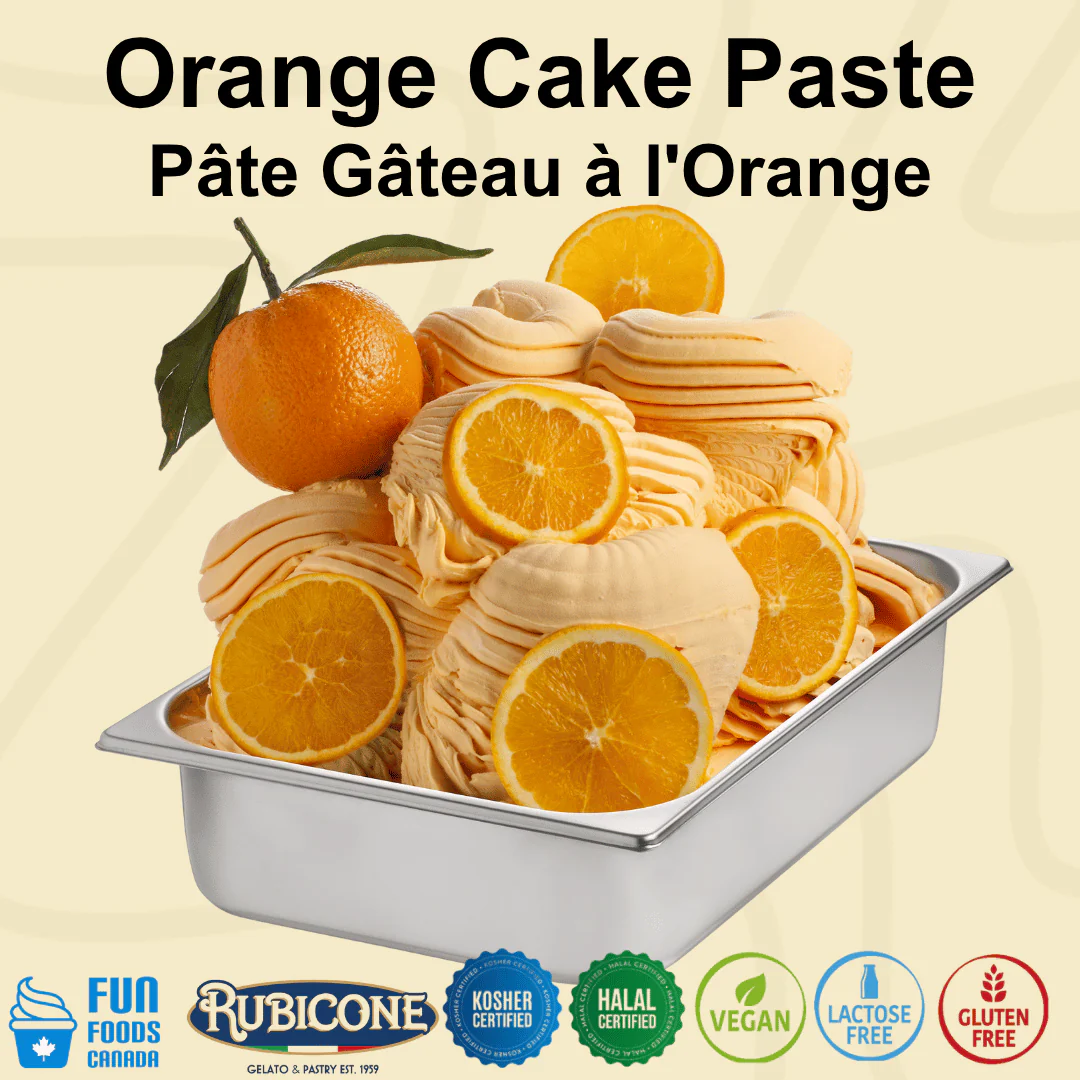 "PRE-ORDER" Orange Cake Paste - Classic Gelato Pastes - Case of 2 x 3 KG Buckets - Rubicone Canada - Ships Free Within Canada on Orders Above CAD $199