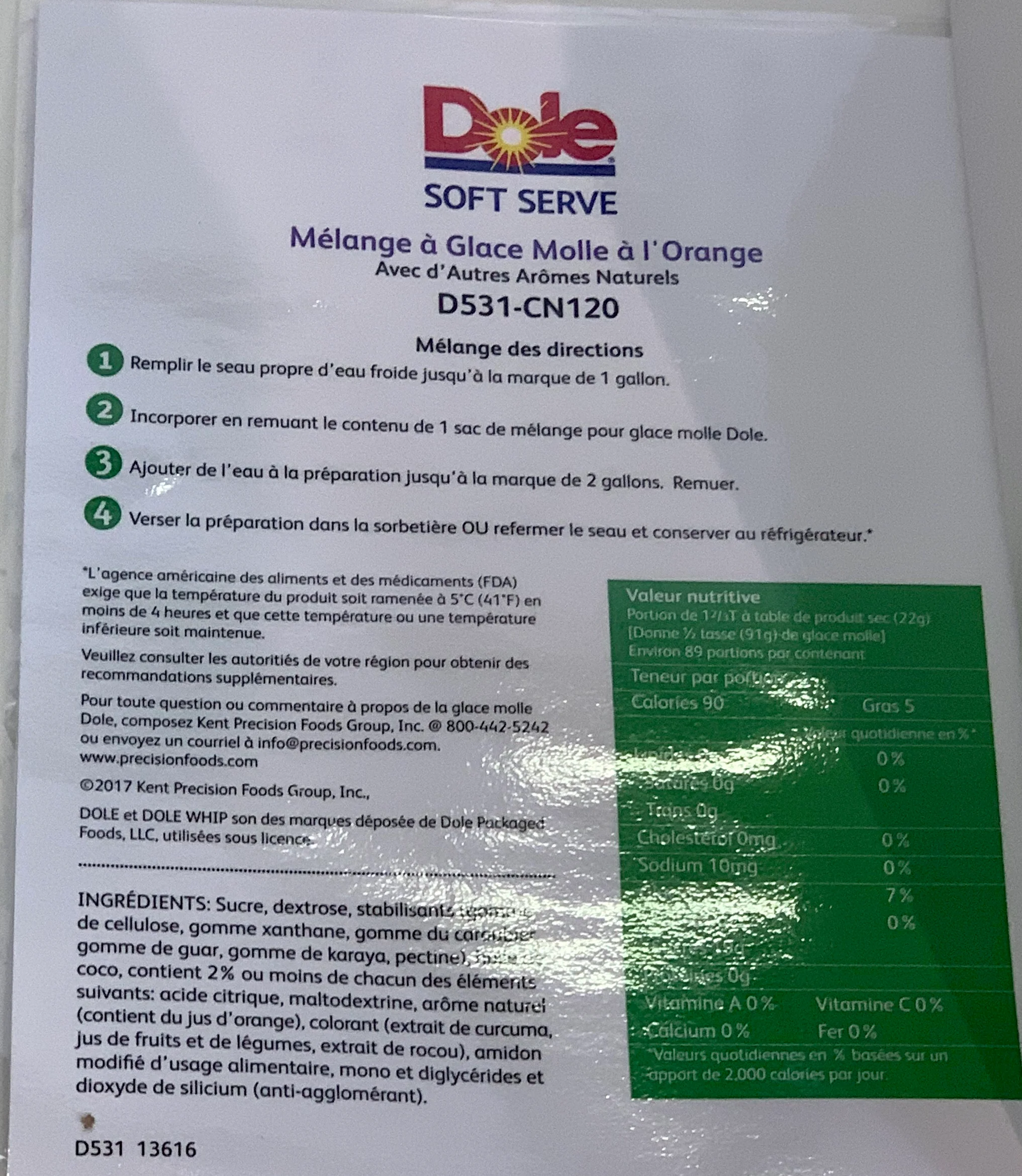 Dole Orange Soft Serve Mix - 4.4 Lbs. Bag - Case (4 X 4.4lb Bags) - Canadian Distribution - Ships Free Within Canada on Orders Above CAD $199 - Image 9