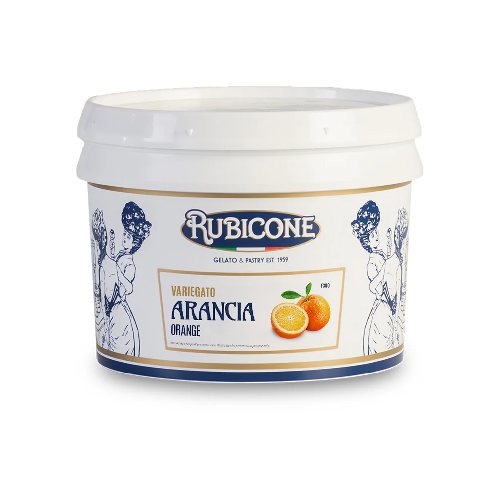 "PRE-ORDER" Orange Sundae Dessert Topping - Case of 2 x 3 KG Buckets - Orange Variegate - Rubicone Canada - Ships Free Within Canada on Orders Above CAD $199 - Image 2