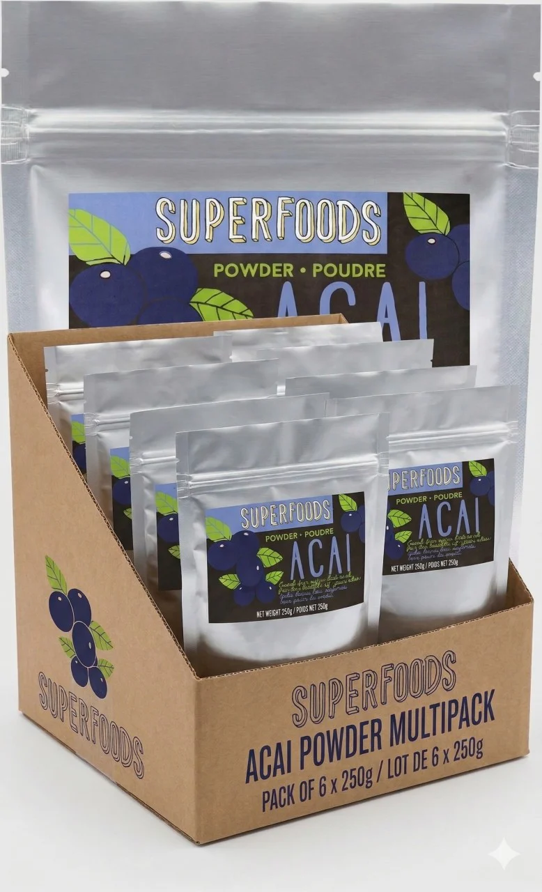 Organic Acai Berry Juice Powder - 250g x 6 - Ships Free Within Canada on Orders Above CAD $199 - Canadian Distribution