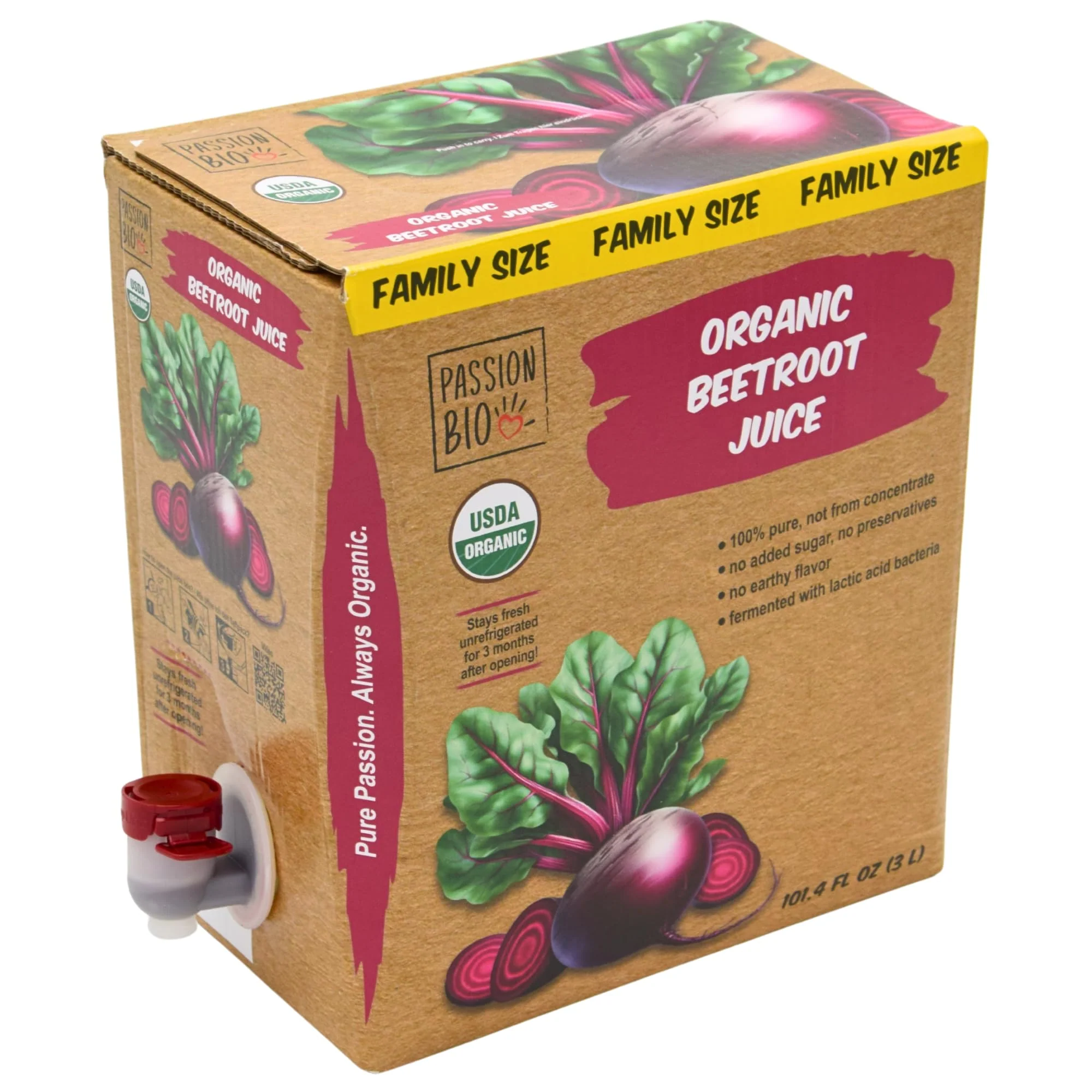 Organic Beetroot Juice โ Pure Beet Juice โ Original โ 3L โ Not From Concentrate - Canadian Distribution - Ships Free Within Canada on Orders Above CAD $199