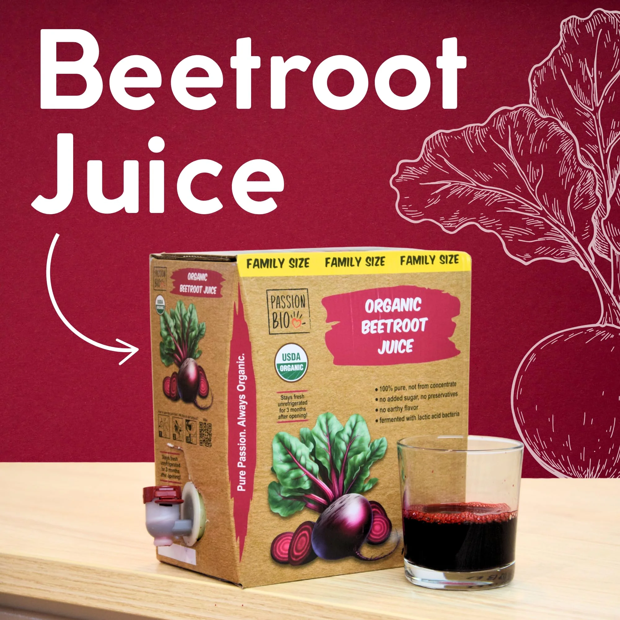 Organic Beetroot Juice โ Pure Beet Juice โ Original โ 3L โ Not From Concentrate - Canadian Distribution - Ships Free Within Canada on Orders Above CAD $199 - Image 6