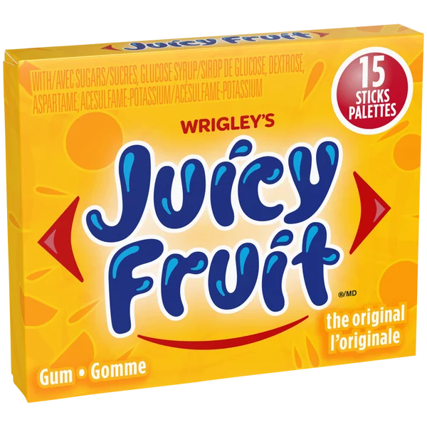Original - 4 Cases x 10 Packs x 15 sticks - Juicy Fruit - Canadian Distribution - Ships Free Within Canada on Orders Above CAD $199
