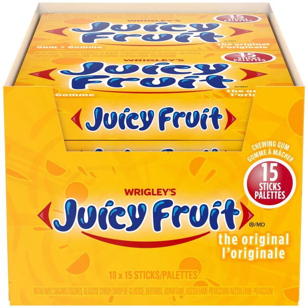 Original - 4 Cases x 10 Packs x 15 sticks - Juicy Fruit - Canadian Distribution - Ships Free Within Canada on Orders Above CAD $199 - Image 2