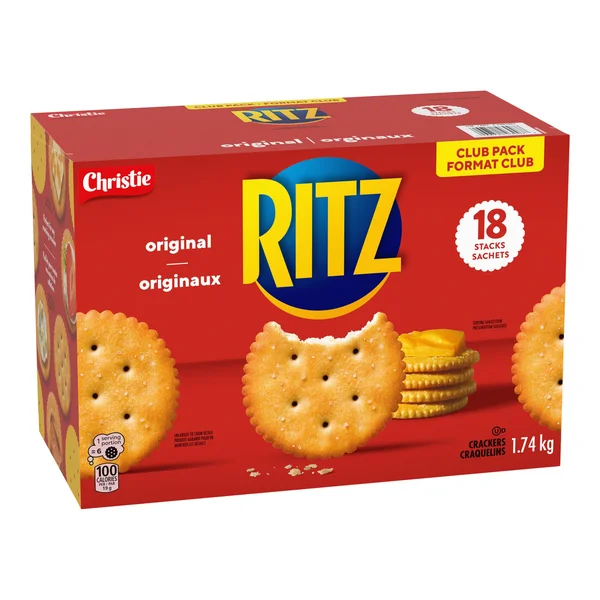 Original Crackers 18-count - 4 Cases x 18 Packs x 1.74 kg - Ritz - Canadian Distribution - Ships Free Within Canada on Orders Above CAD $199