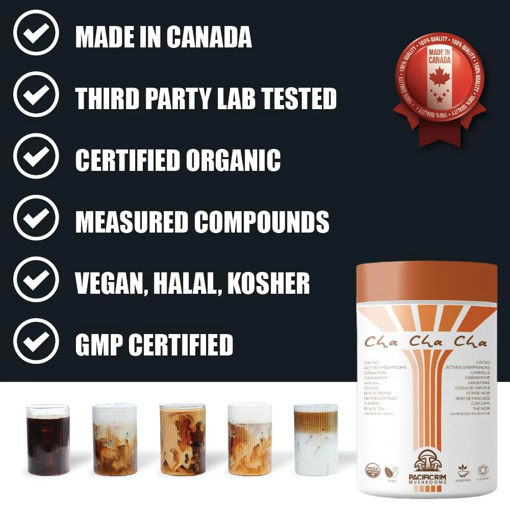 Pacific Rim Mushrooms β Cha Cha Cha Mushroom Cacao β Chai Spice β 8 Mushroom Blend β Energy and focus - Canadian Distribution - Ships Free Within Canada on Orders Above CAD $199 - Image 7