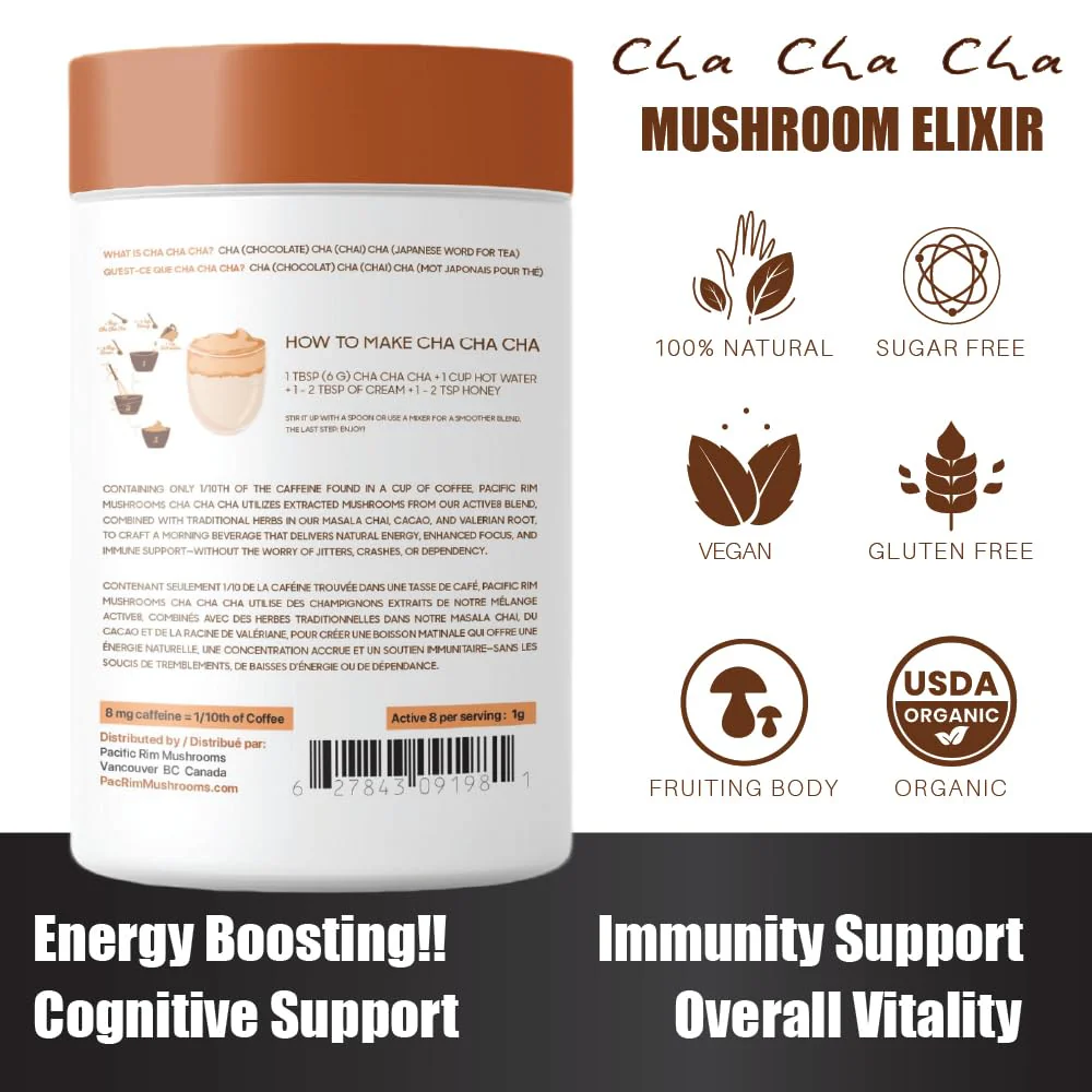 Pacific Rim Mushrooms β Cha Cha Cha Mushroom Cacao β Chai Spice β 8 Mushroom Blend β Energy and focus - Canadian Distribution - Ships Free Within Canada on Orders Above CAD $199 - Image 9