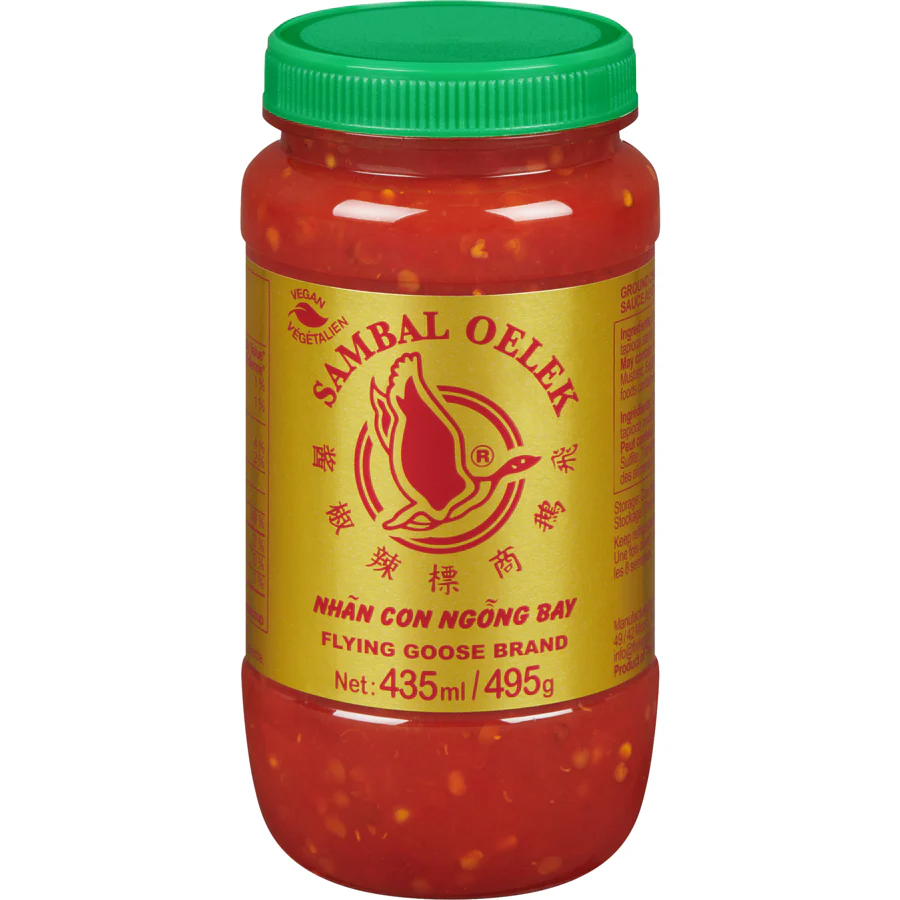 Paste Chili Ground Sambal Oelek - 12 x 495 g - Flynggs - Restaurant and Foodservice Ingredients - Canadian Distribution - Ships Free Within Canada on Orders Above CAD $199