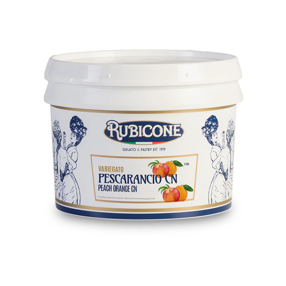 "PRE-ORDER" Peach Orange Sundae Dessert Topping - Case of 2 x 3 KG Buckets - Peach Orange CN Variegate - Rubicone Canada - Ships Free Within Canada on Orders Above CAD $199 - Image 2