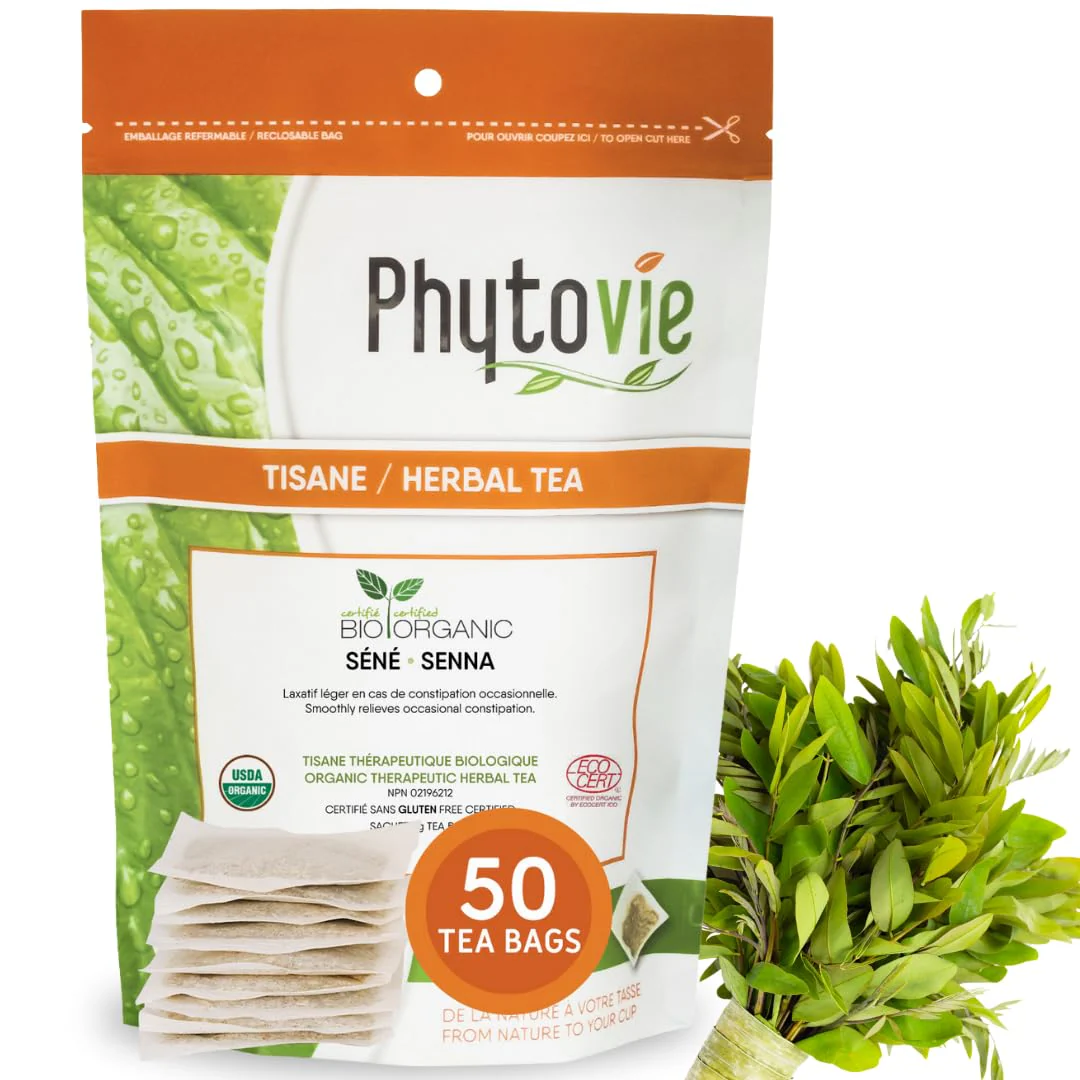 PHYTOVIE โ Organic Senna Detox Tea โ Senna Herbal Blend โ 50 Tea Bags โ Natural laxative - Canadian Distribution - Ships Free Within Canada on Orders Above CAD $199