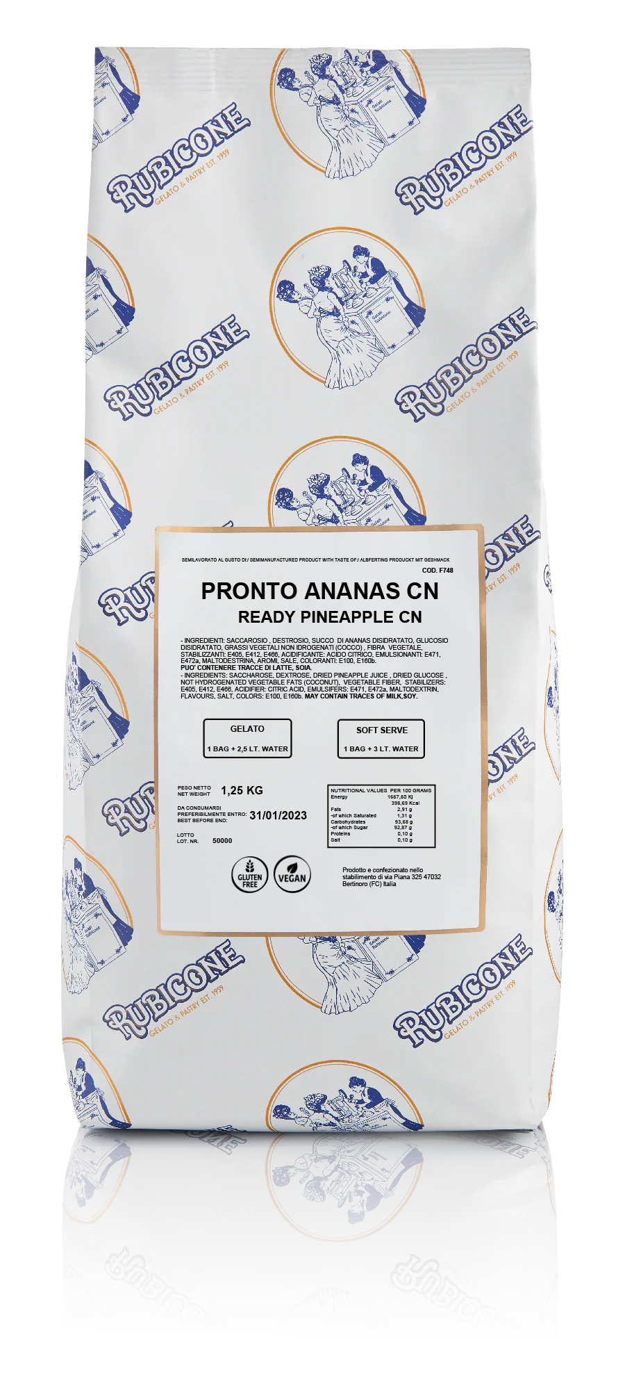 Pineapple Ready Fruit - Ready Base for Soft Serve and Gelato - Case of 6 x 1.25 KG bags - Rubicone Canada - Ships Free Within Canada on Orders Above CAD $199 - Image 3