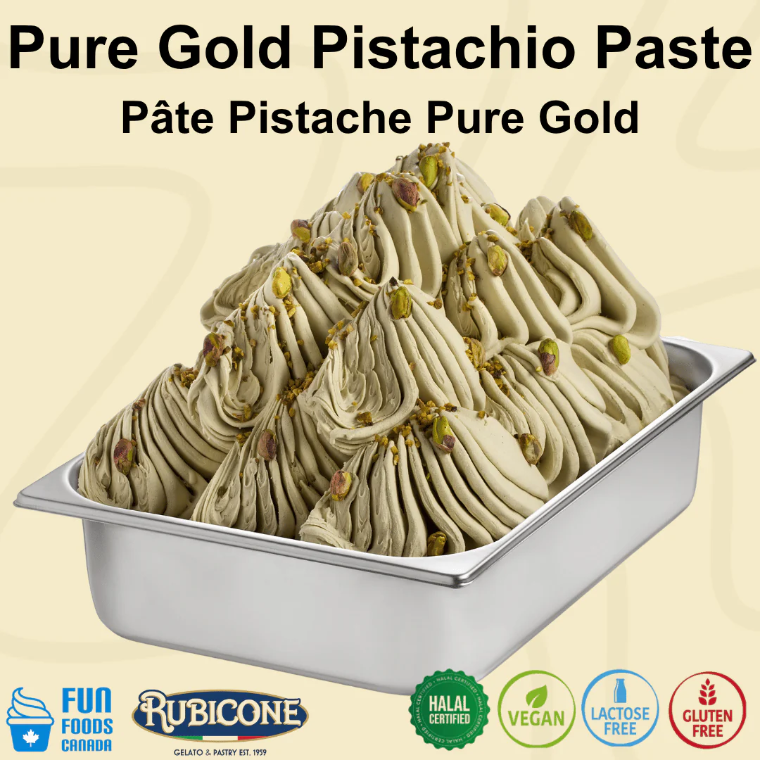 "PRE-ORDER" Pistachio Pure Gold Paste - Classic Gelato Pastes - Case of 2 x 3 KG Buckets - Rubicone Canada - Ships Free Within Canada on Orders Above CAD $199