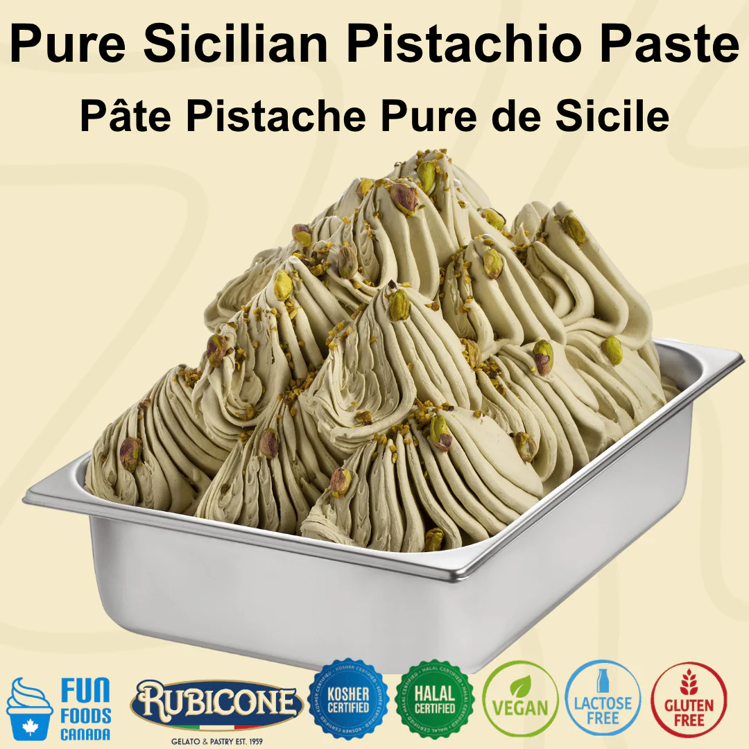 Pistachio Pure Siciliy (Natural Colour) Paste - Gelato Pastes - 3 KG Bucket - Rubicone Canada - Ships Free Within Canada on Orders Above CAD $199