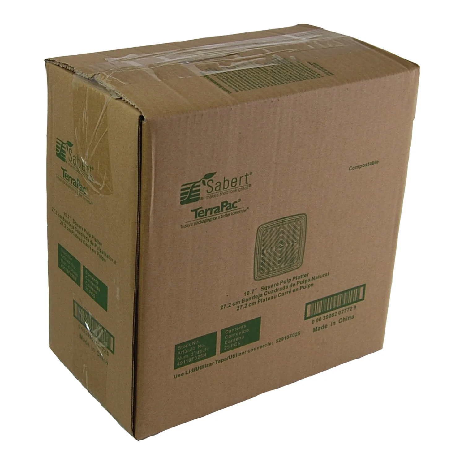 Platter Pulp Square 10.7 in. - 1 x 25 each - Sabert - Packaging and Accessories - Restaurant Supplies and Equipment - Canadian Distribution - Image 3