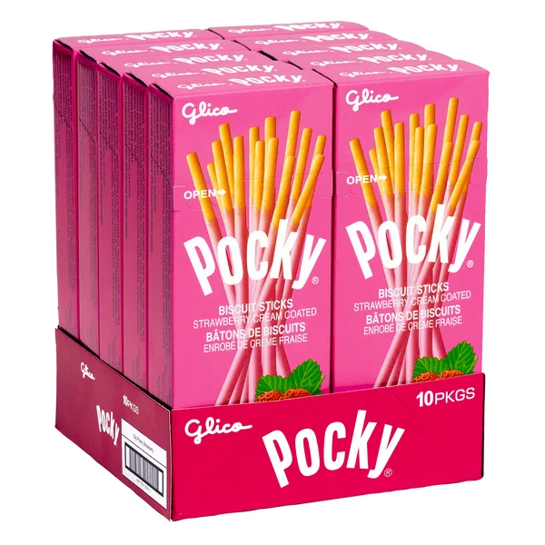 Pocky Strawberry - 4 Cases x 10 Packs x 33 g - Glico - Canadian Distribution - Ships Free Within Canada on Orders Above CAD $199 - Image 2
