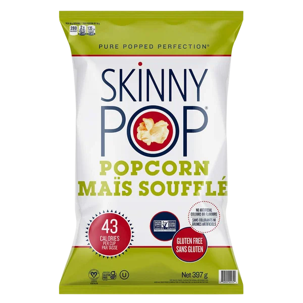 Popcorn - 4 x 397 g - SkinnyPop - Canadian Distribution - Ships Free Within Canada on Orders Above CAD $199