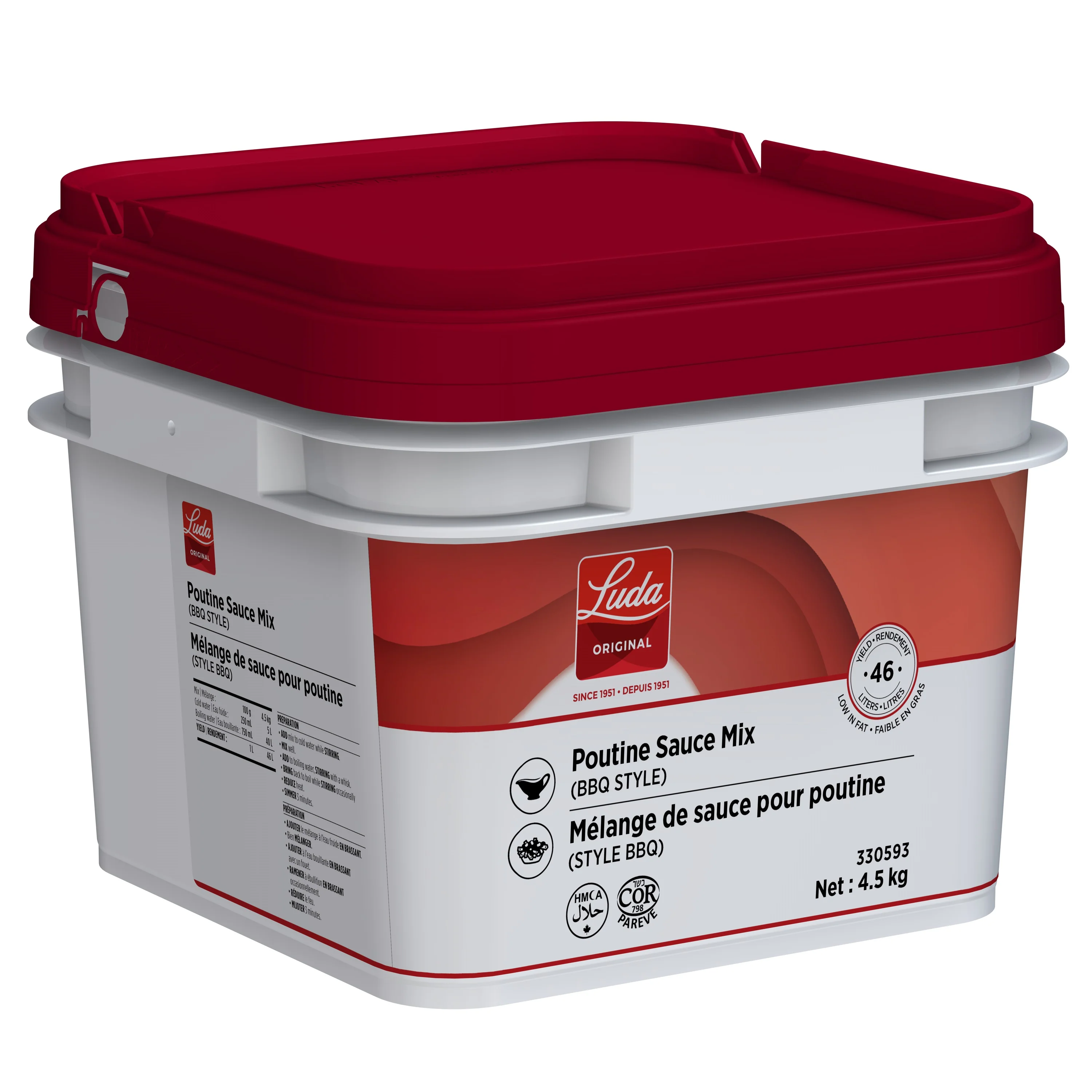 Poutine Sauce Mix (BBQ Style) - 1 X 4.5 kg Tub - Luda Foods - Prepared in Canada - Ships Free Within Canada on Orders Above CAD $199