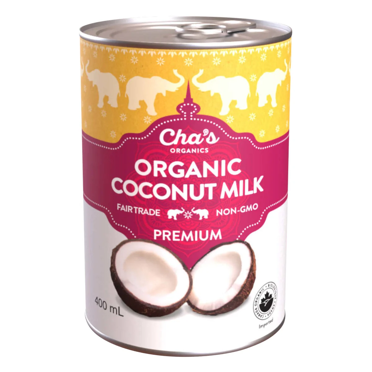 Premium Organic Coconut Milk - 4 Cases x 6 Cans x 400 mL - Cha’s Organics - Canadian Distribution - Ships Free Within Canada on Orders Above CAD $199