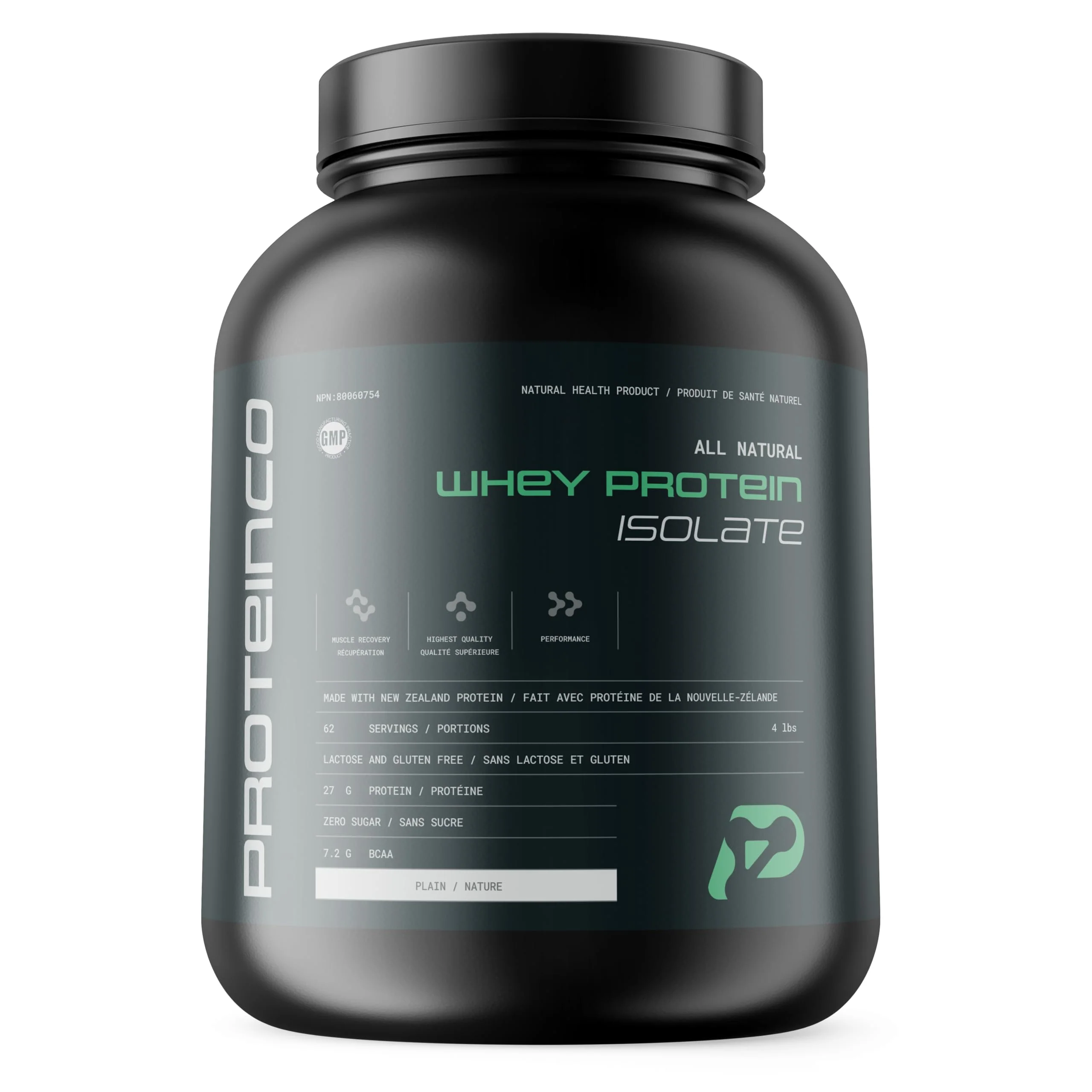 ProteinCo - Grass-Fed New Zealand Whey Protein Isolate Powder - Unflavored - 4 Lbs - Canadian Distribution - Ships Free Within Canada on Orders Above CAD $199