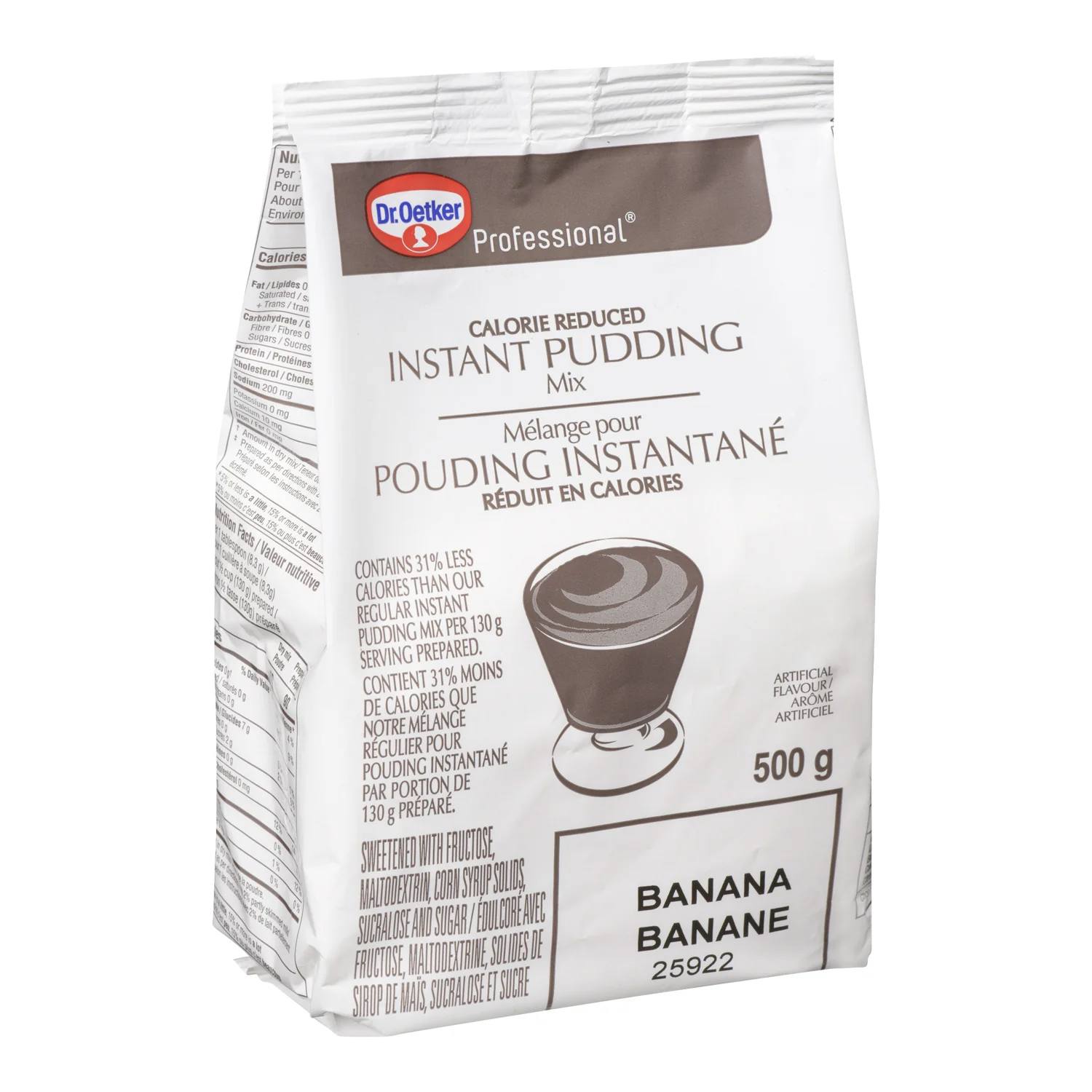 Pudding Banana Instant Calorie Reduced - 2 x 500 g - Oetker - Baking Mixes and Ingredients - Canadian Distribution - Ships Free Within Canada on Orders Above CAD $199
