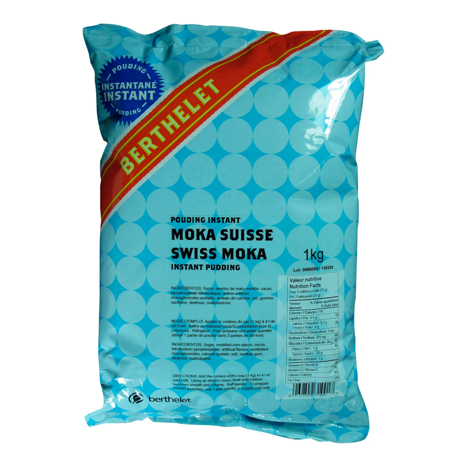Pudding Mix Instant Mocha Swiss - 2 x 1 kg - Berthelet - Baking Mixes and Ingredients - Canadian Distribution - Ships Free Within Canada on Orders Above CAD $199