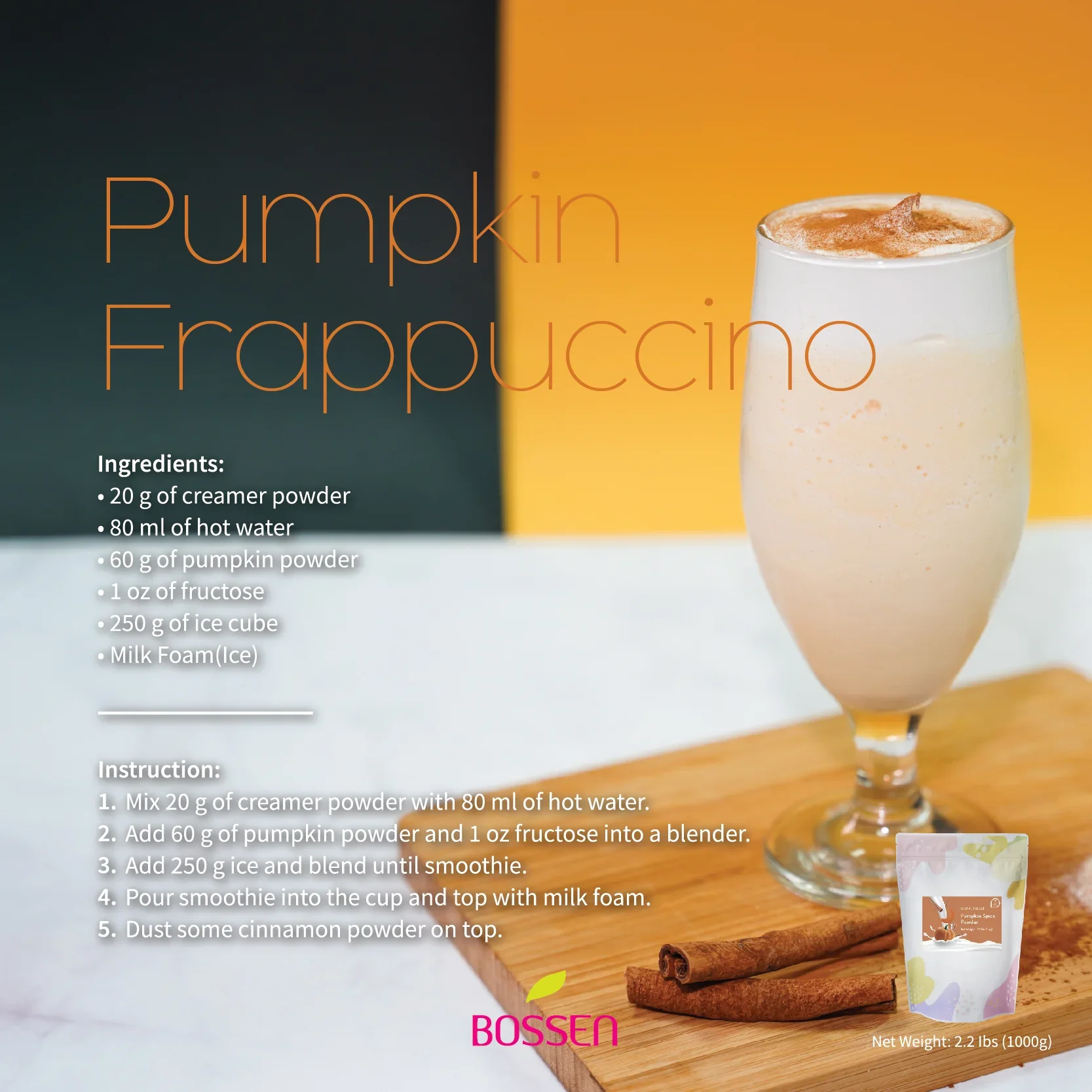 Pumpkin Spice Beverage Mix | All in One | NEW | 2.2 Lbs. Bag - Bossen Canada - Ships Free Within Canada on Orders Above CAD $199 - Image 8