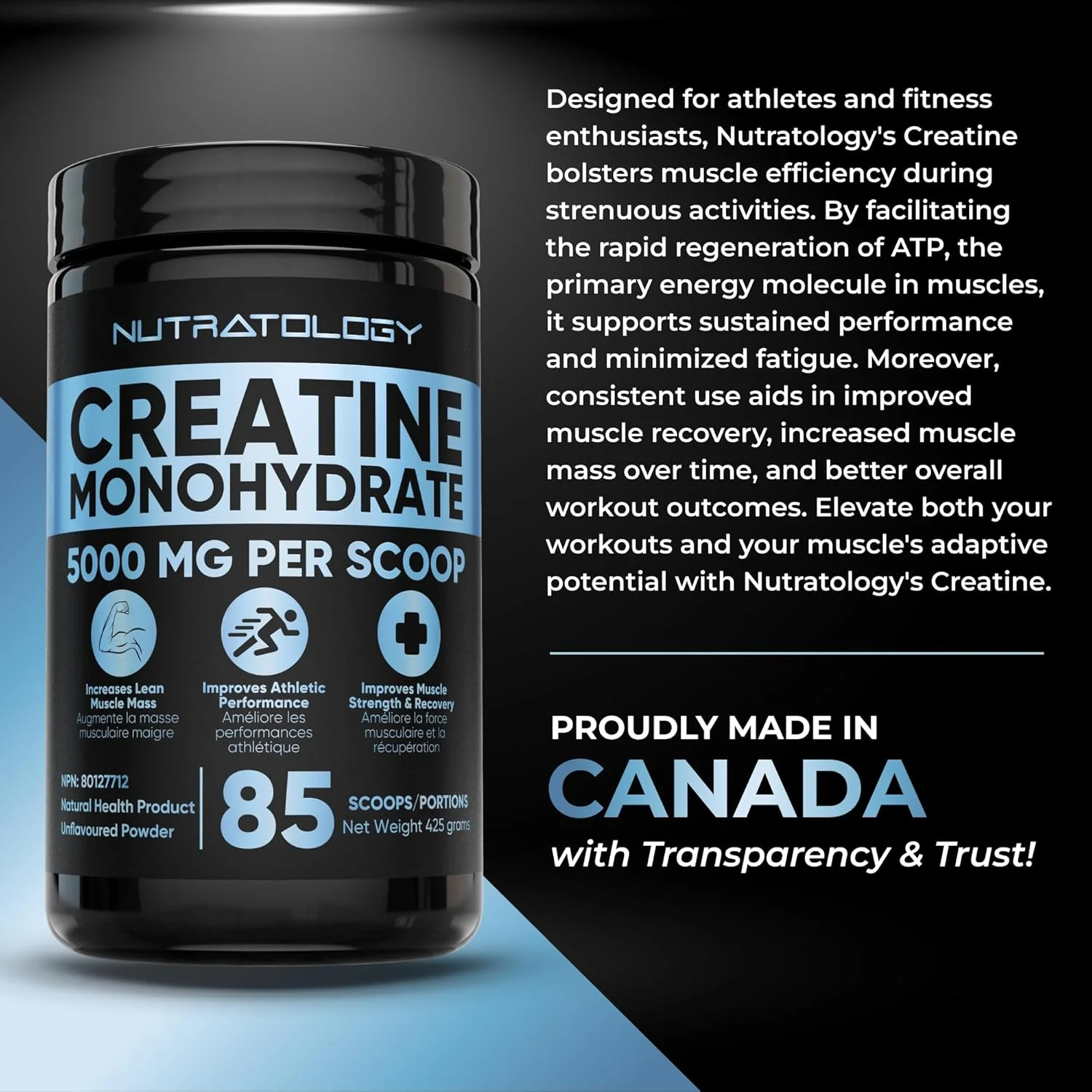 Pure – Creatine Monohydrate Powder – 425 g, 85 Servings – Ships Free Within Canada on Orders Above CAD $199 - Image 7