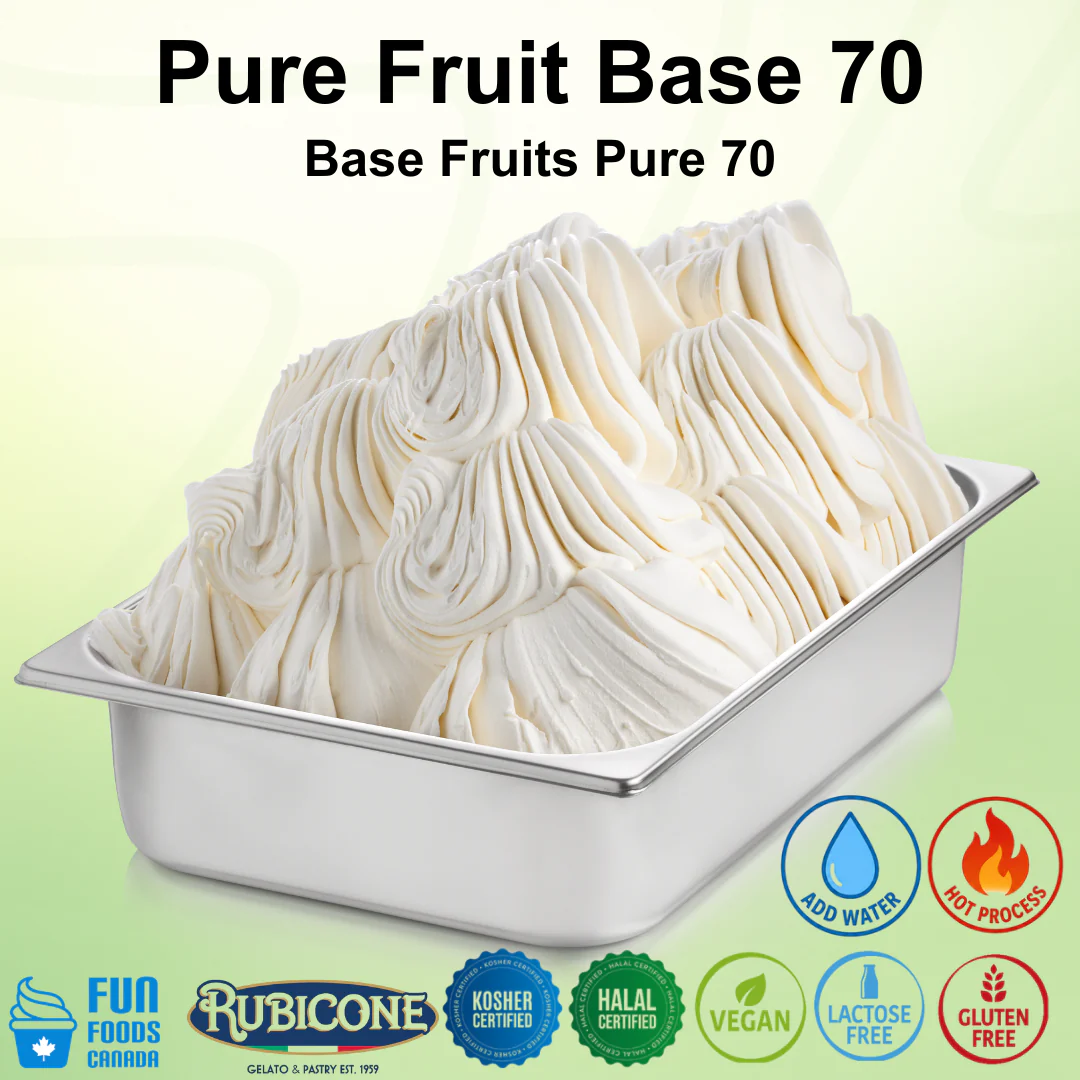 "PRE-ORDER" Pure Fruit Base 70 - Gelato Bases - Fruit Bases - Hot Process - Case of 4 x 4 KG bags - Rubicone Canada - Ships Free Within Canada on Orders Above CAD $199