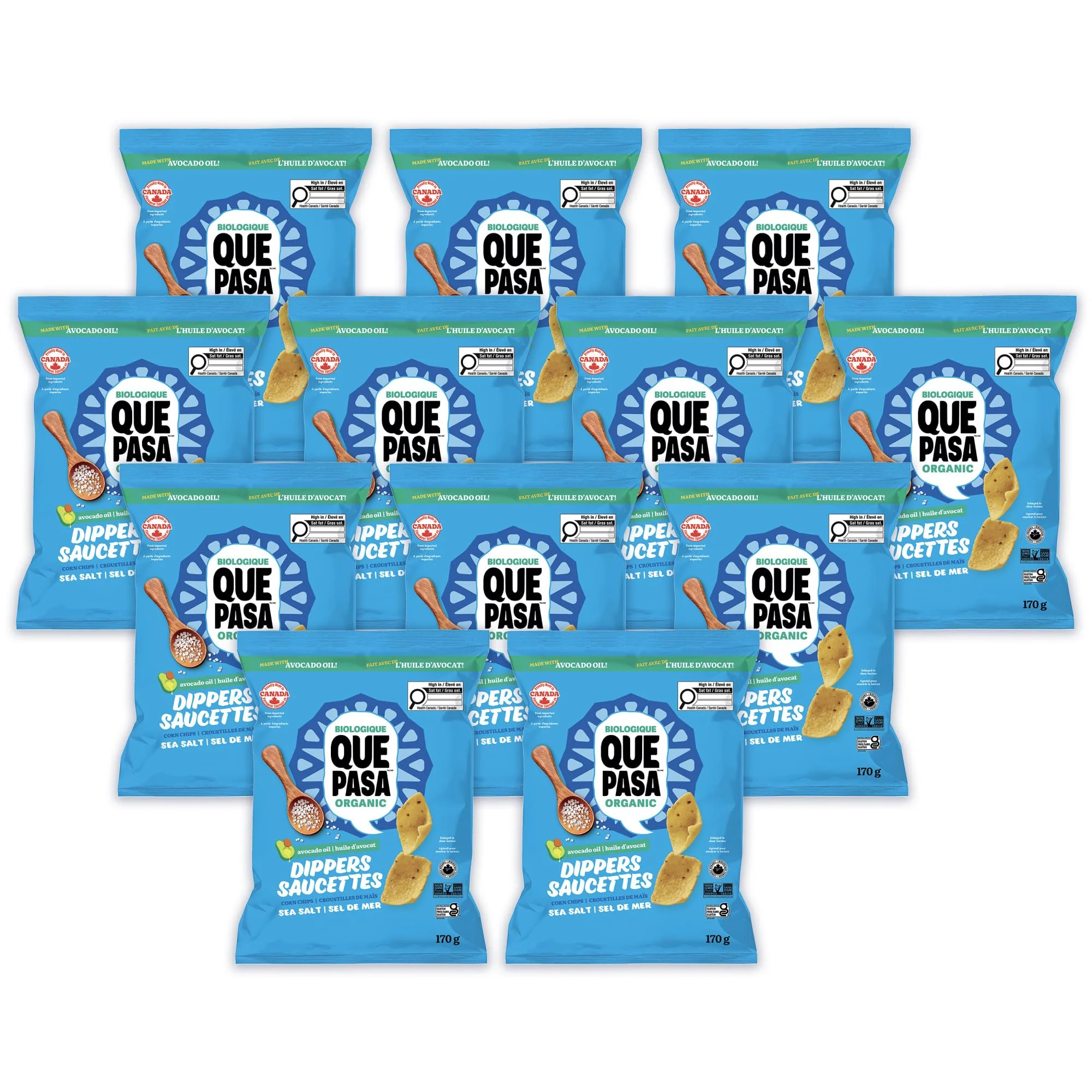 Que Pasa Organic Salted Dippers Tortilla Chips - 12 Pack (170g each) | Gluten Free & Non-GMO - Canadian Distribution - Ships Free Within Canada on Orders Above CAD $199 - Image 3
