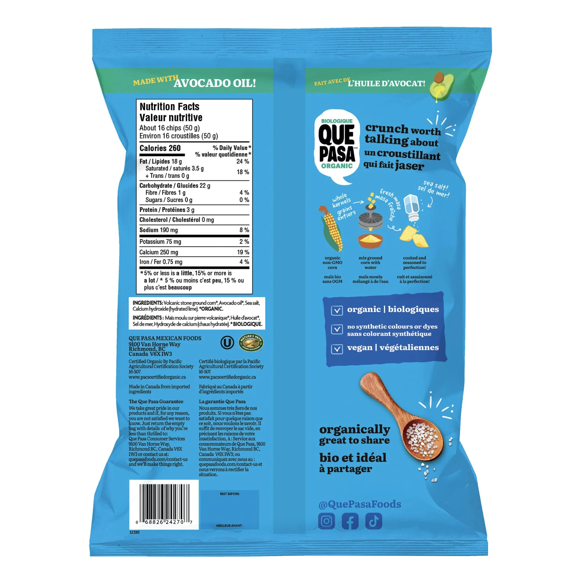 Que Pasa Organic Salted Dippers Tortilla Chips - 12 Pack (170g each) | Gluten Free & Non-GMO - Canadian Distribution - Ships Free Within Canada on Orders Above CAD $199 - Image 6