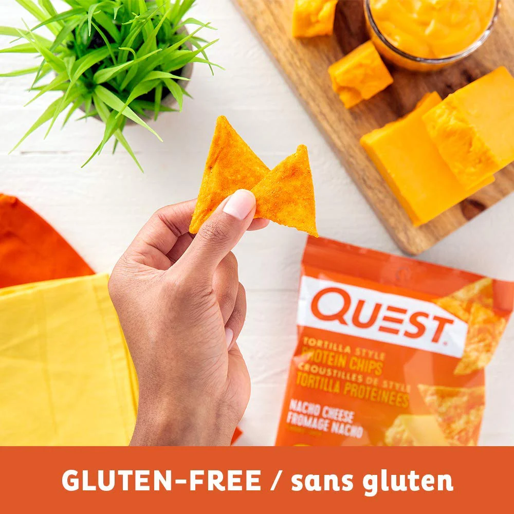Quest Nutrition - Nacho Cheese Flavour - Tortilla Style Protein Chips, High Protein, Gluten Free, Baked, Not Fried, 1g Sugar, 5g Carbs, 8ct - Ships Free Within Canada on Orders Above CAD $199 - Image 2