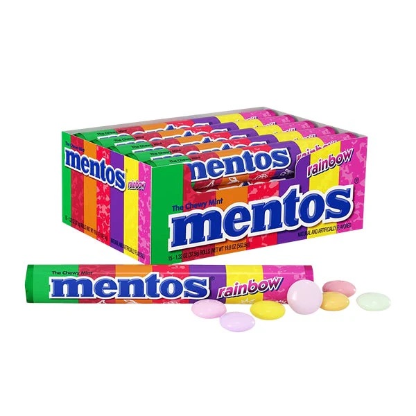 Rainbow - 4 Cases x 20 Rolls x 37.4 g - Mentos - Canadian Distribution - Ships Free Within Canada on Orders Above CAD $199