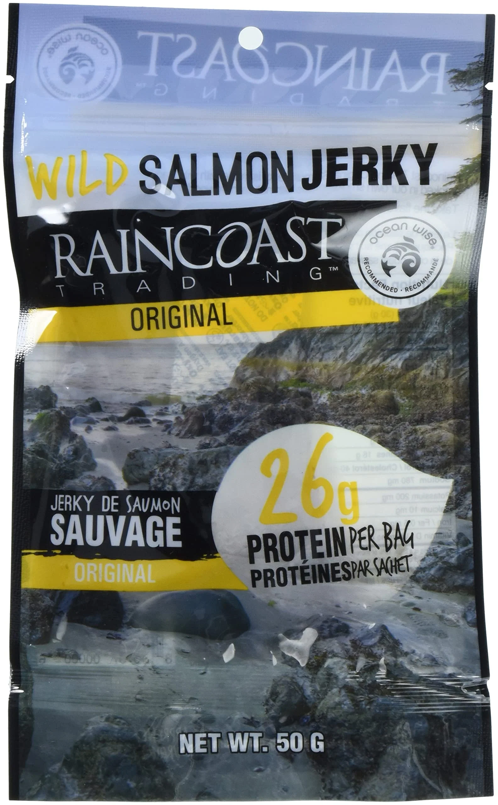RAINCOAST TRADING CO Original Wild Salmon Jerky, 2 x 50g - Canadian Distribution - Ships Free Within Canada on Orders Above CAD $199