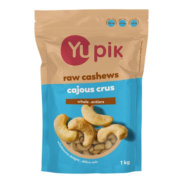 Raw Cashews - 4 x 1 kg - Yupik - Canadian Distribution - Ships Free Within Canada on Orders Above CAD $199