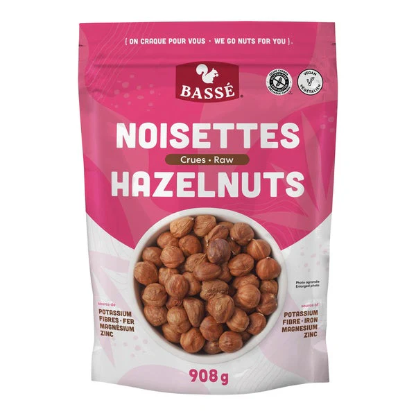 Raw Hazelnuts - 4 x 908 g - Bassé - Canadian Distribution - Ships Free Within Canada on Orders Above CAD $199