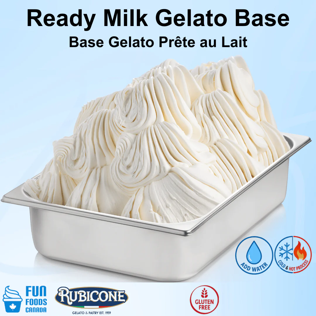 "PRE-ORDER" Ready Base Milk - Gelato Bases - Milk Bases - Cold and Hot Process - Case of 8 x 2 KG bags - Rubicone Canada - Ships Free Within Canada on Orders Above CAD $199