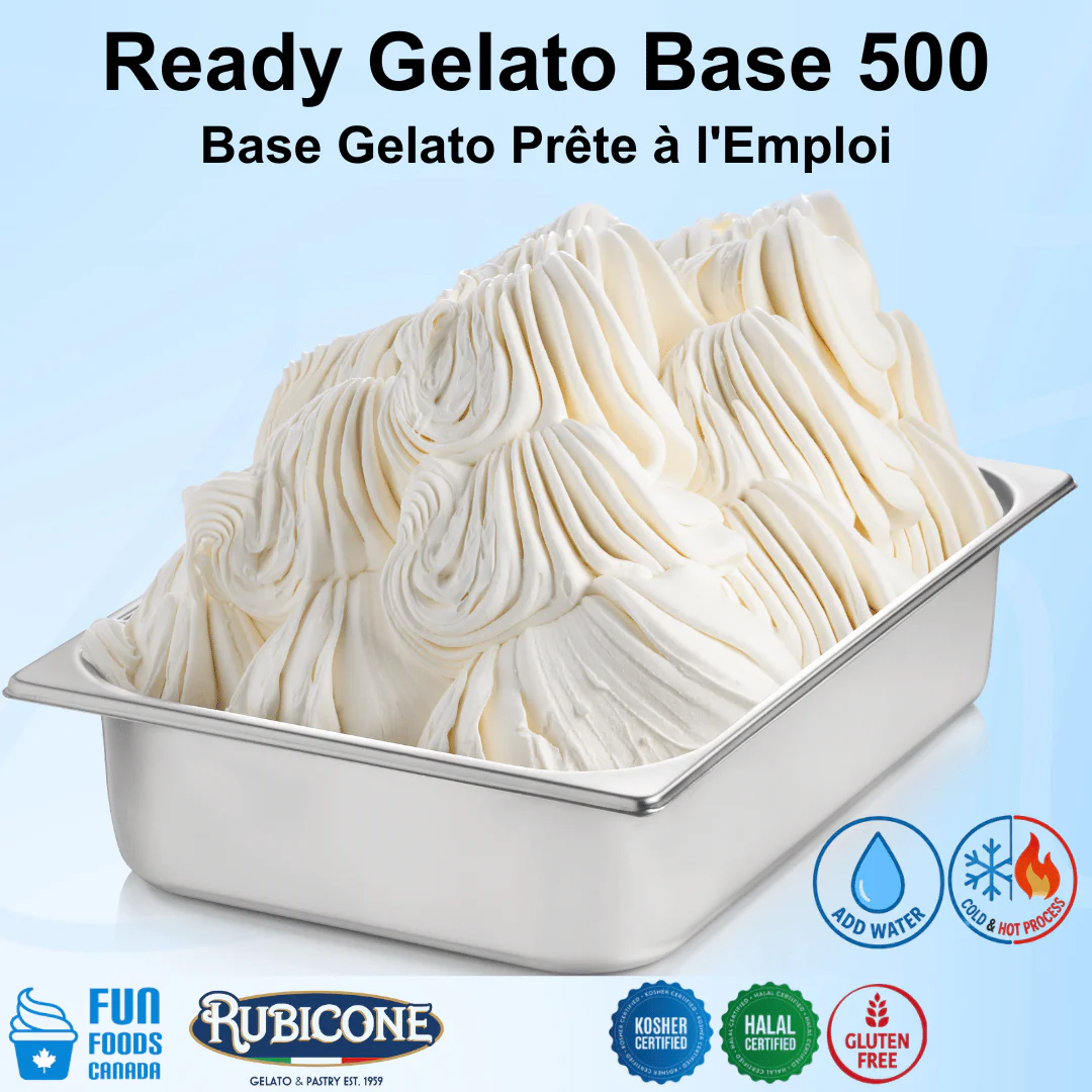 READYBASE 500 C/F - All in One Complete Gelato Base - Case of 8 x 2 KG bags - Suitable for both Hot and Cold Process - Rubicone Canada - Ships Free Within Canada on Orders Above CAD $199