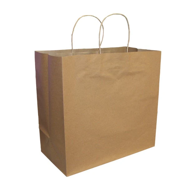 Recycled Kraft Bag with twisted handle 13β x 9.5β x 12β - Pack of 200 - Disposables, Restaurant Packaging and Take-Out Supplies - Canadian Distribution - Ships Free Within Canada on Orders Above CAD $199