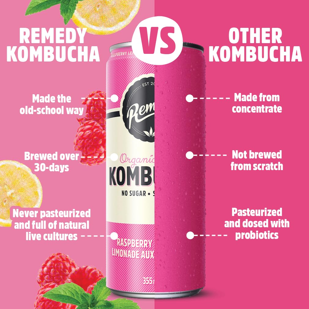 Remedy - Kombucha Variety Pack - Sugar-Free Organic Sparkling Drink - 24 x 355mL - Canadian Distribution - Ships Free Within Canada on Orders Above CAD $199 - Image 2