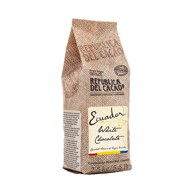REPUBLICA DEL CACAO Ecuador 31% – White Chocolate Couverture - 2.5kg - Canadian Distribution - Ships Free Within Canada on Orders Above CAD $199