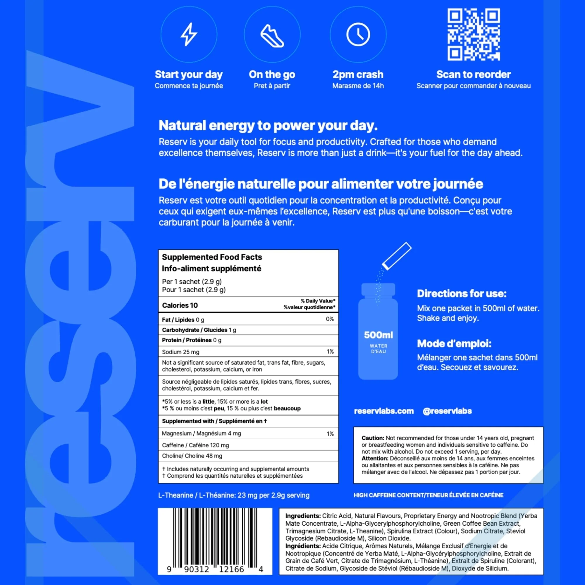 Reserv โ Energy Drink Powder โ Yerba Mate โ Blueberry Lemonade โ 24 Sticks - Canadian Distribution - Ships Free Within Canada on Orders Above CAD $199 - Image 2