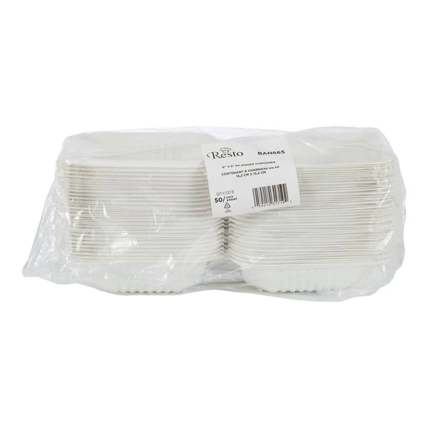 Resto Hinged Container 6 in Ă— 6 in - Pack of 300 - Disposables, Restaurant Packaging and Take-Out Supplies - Canadian Distribution - Ships Free Within Canada on Orders Above CAD $199 - Image 2